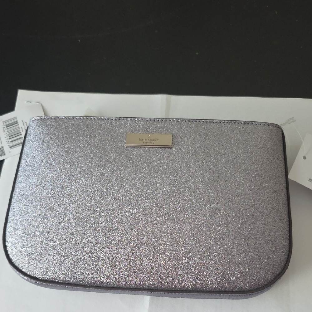 Kate Spade Silver Glitter Clutch NWT